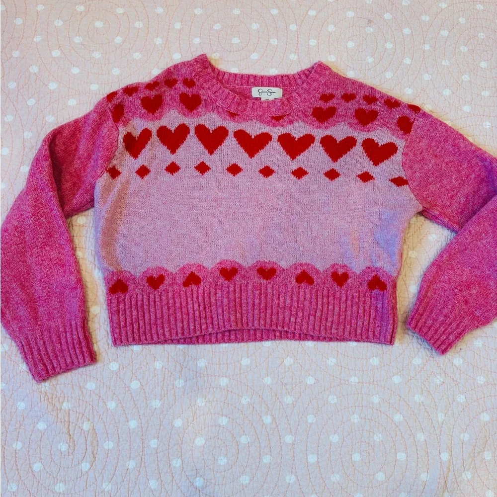 Jessica Simpson Pink Heart Sweater - Picture 1 of 3